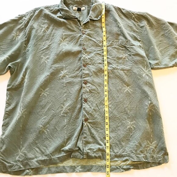 TOMMY BAHAMA Silk Green Hawaiian Print Short Sleeve Button Up Shirt Mens XXL - Picture 5 of 6